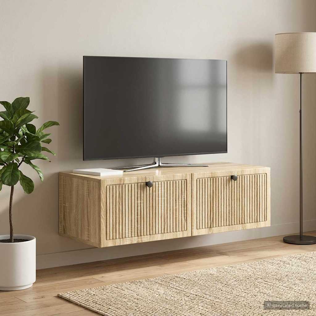 Fali TV szekrény Sonoma Tölgy 98 x 41 x 30 cm Szerelt Fa
