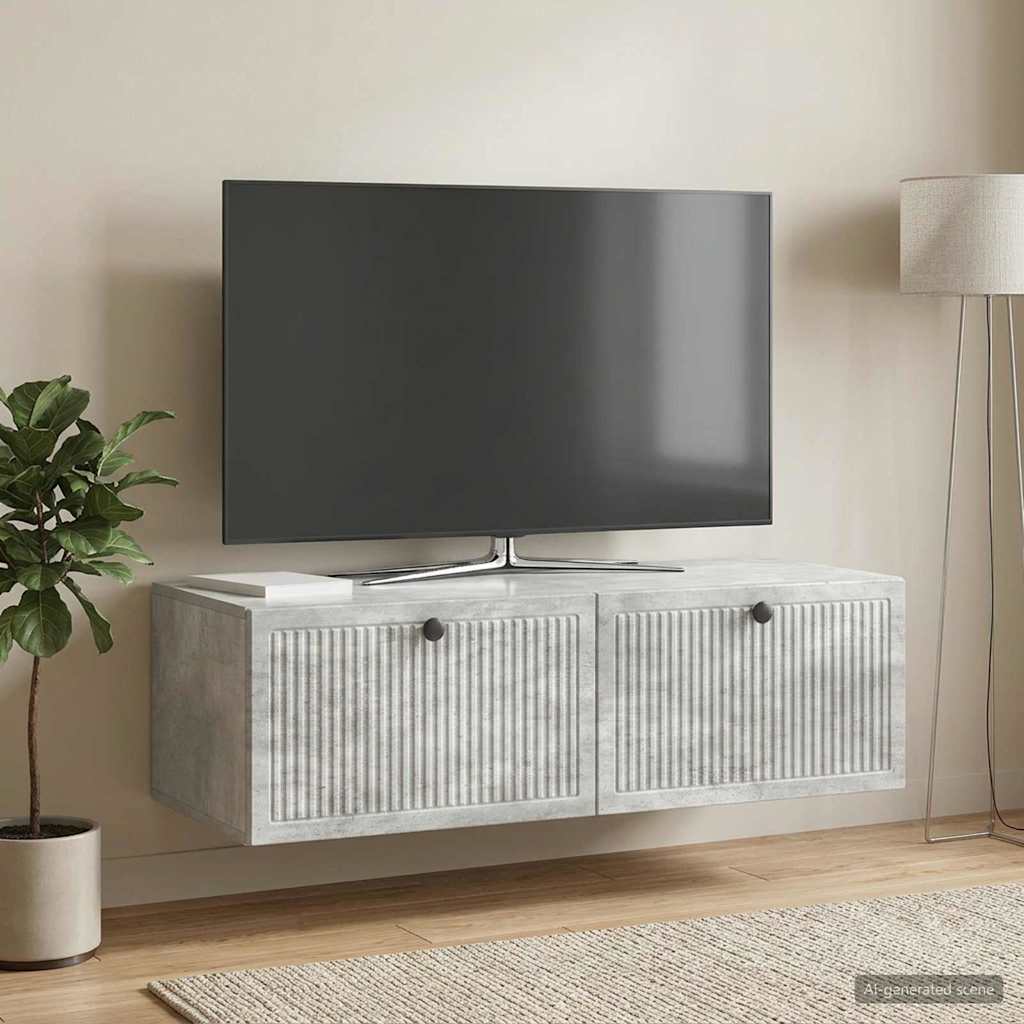 Fali TV szekrény Betonszürke 98 x 41 x 30 cm Szerelt Fa