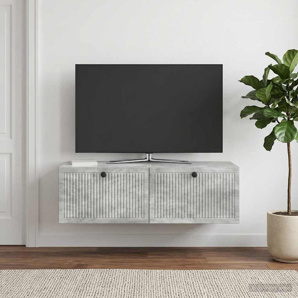 Fali TV szekrény Betonszürke 98 x 41 x 30 cm Szerelt Fa