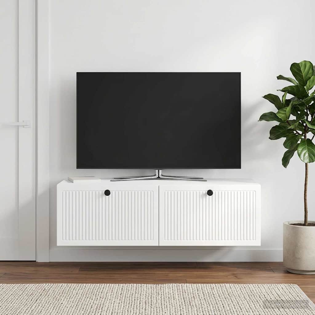 Fali TV szekrény Magasfényű Fehér 98 x 41 x 30 cm Szerelt Fa