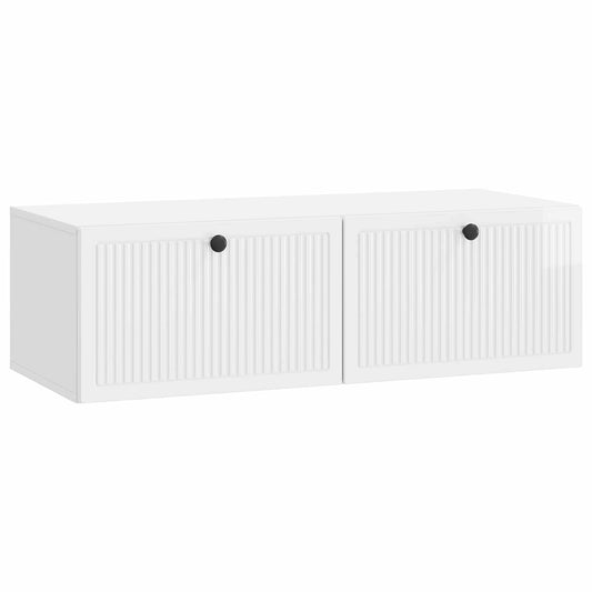 Fali TV szekrény Magasfényű Fehér 98 x 41 x 30 cm Szerelt Fa