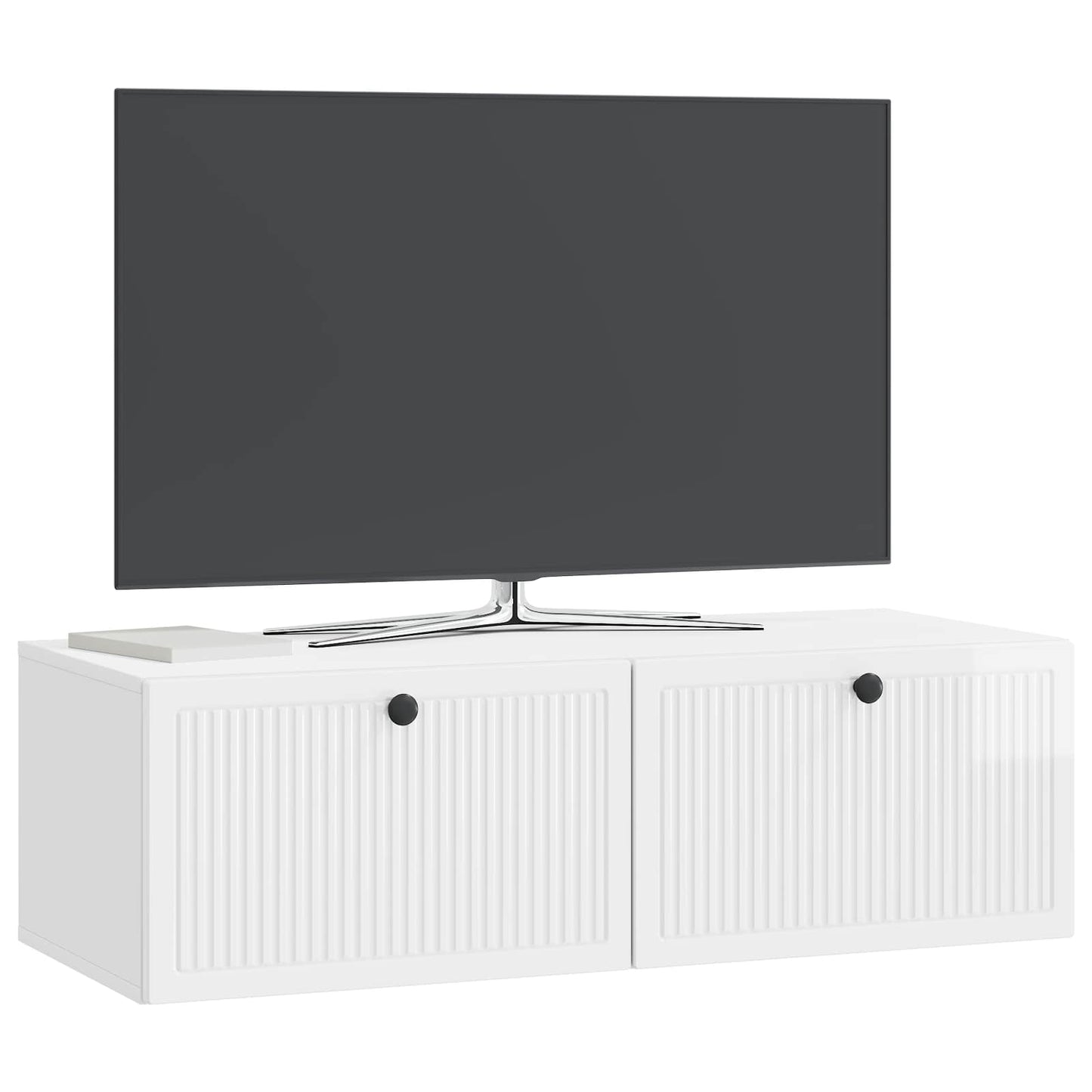 Fali TV szekrény Magasfényű Fehér 98 x 41 x 30 cm Szerelt Fa