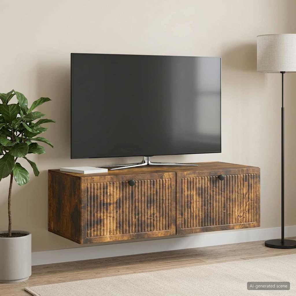 Fali TV szekrény Füstös Tölgy 98 x 41 x 30 cm Szerelt Fa