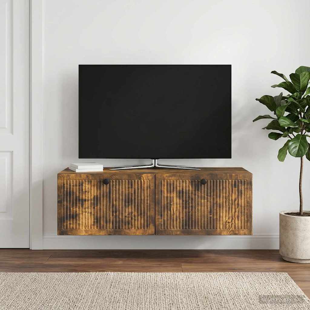 Fali TV szekrény Füstös Tölgy 98 x 41 x 30 cm Szerelt Fa