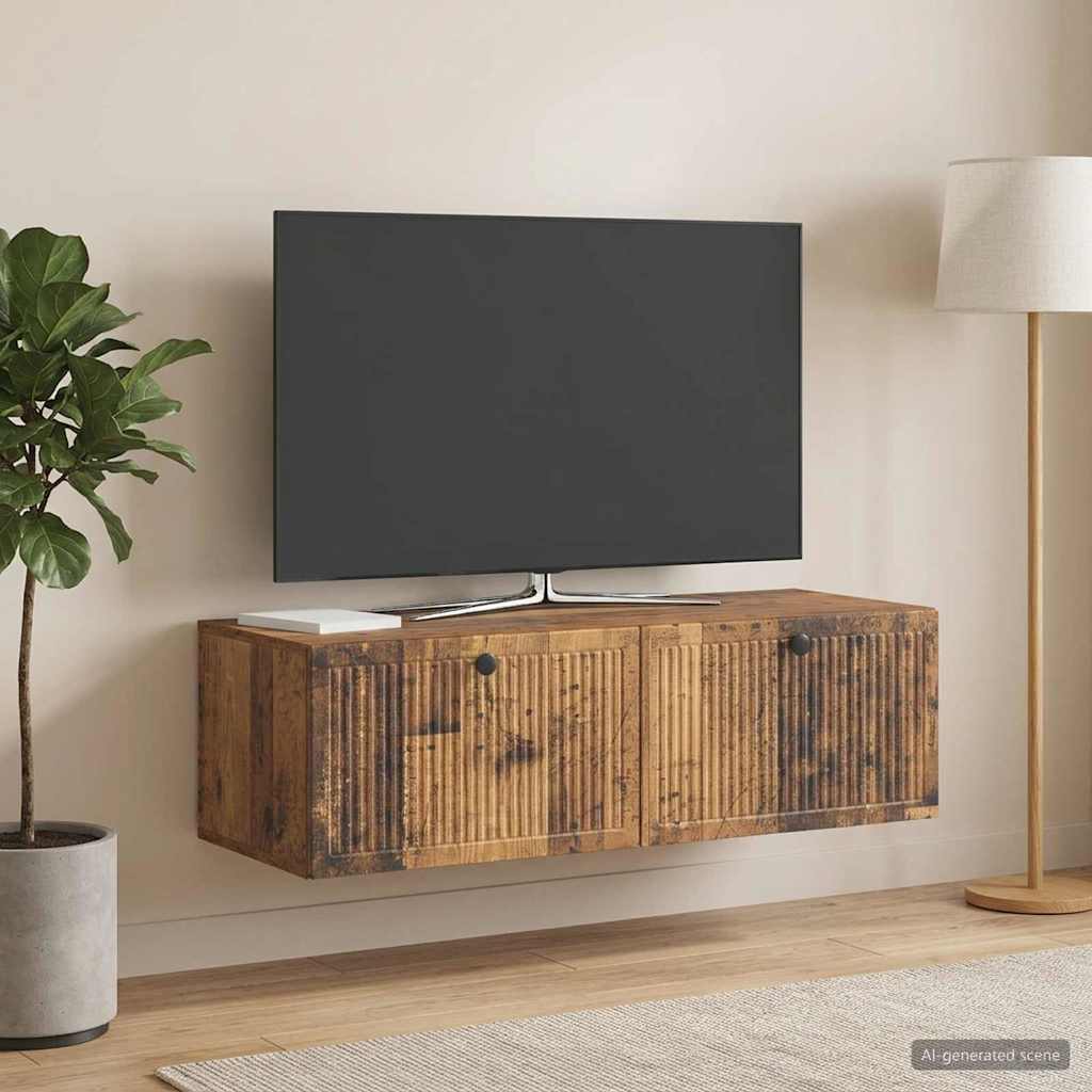 Fali TV szekrény Antik Fa 98 x 41 x 30 cm Szerelt Fa