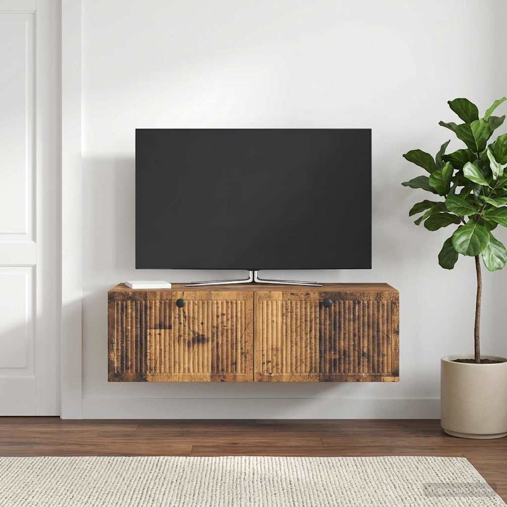Fali TV szekrény Antik Fa 98 x 41 x 30 cm Szerelt Fa