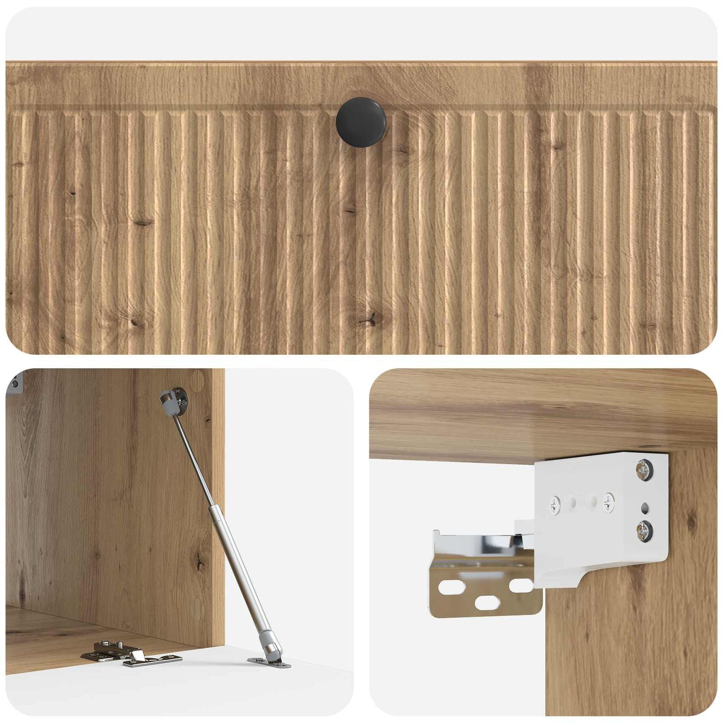 Fali TV szekrény 98 x 41 x 30 cm Kézműves Tölgy Szerelt Fa