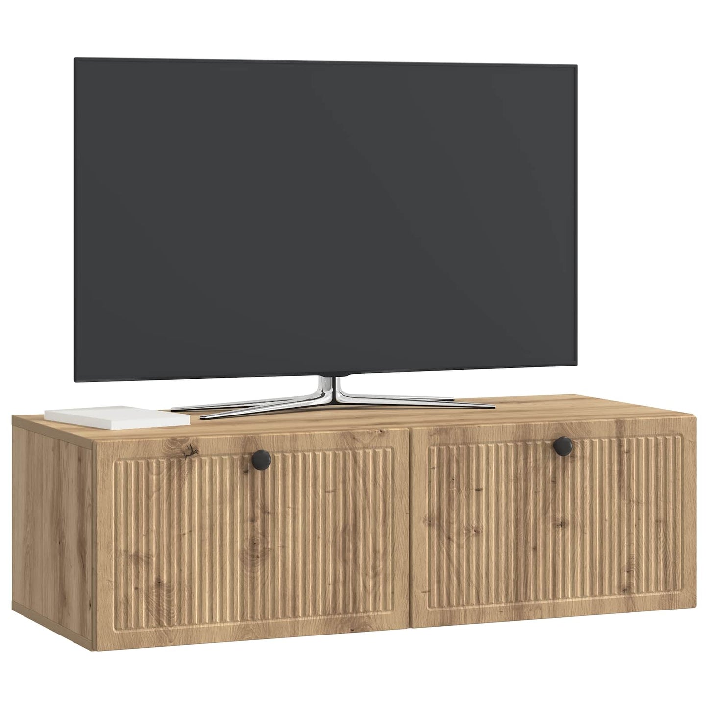Fali TV szekrény 98 x 41 x 30 cm Kézműves Tölgy Szerelt Fa