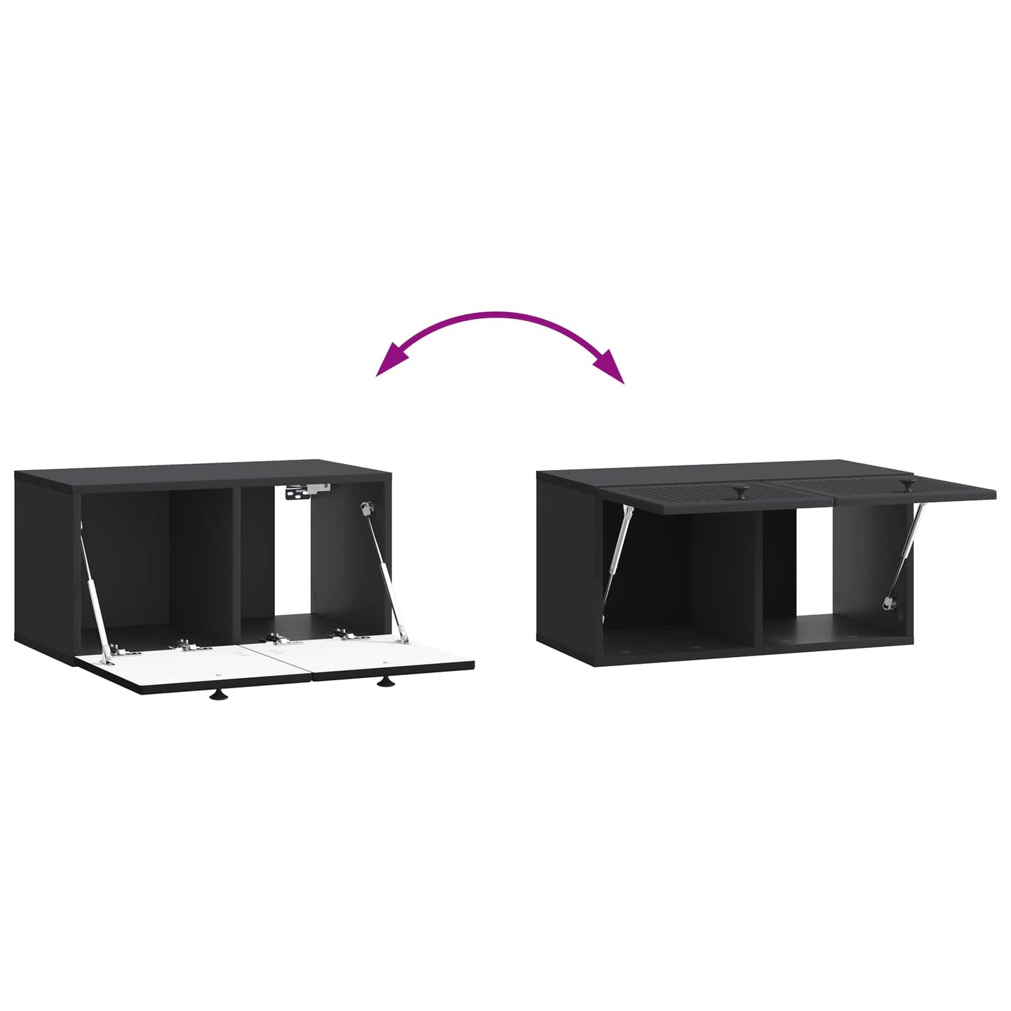 Fali TV szekrény Fekete 59,5 x 31 x 30 cm Szerelt Fa