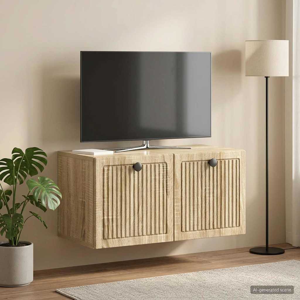 Fali TV szekrény Sonoma Tölgy 59,5 x 31 x 30 cm Szerelt Fa
