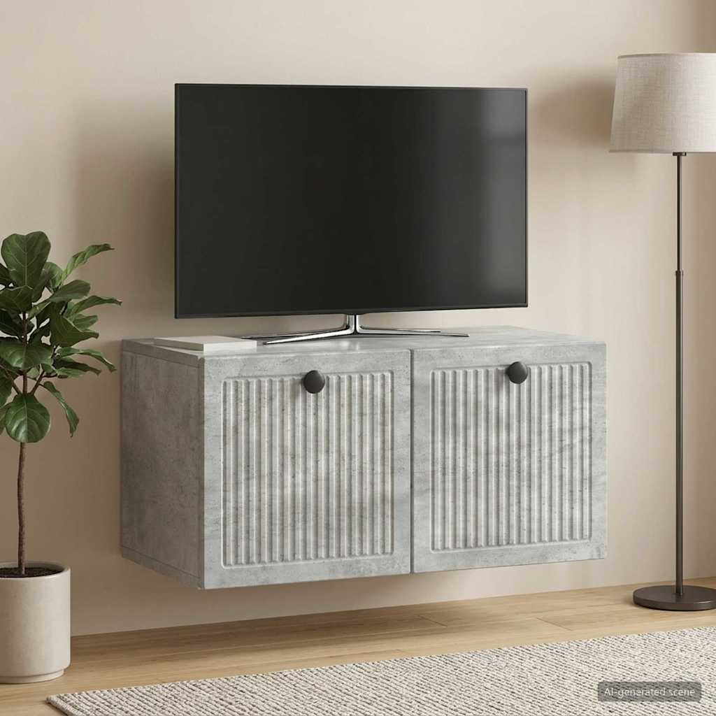Fali TV szekrény Betonszürke 59,5 x 31 x 30 cm Szerelt Fa