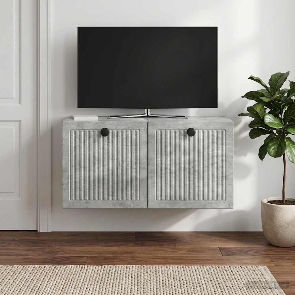 Fali TV szekrény Betonszürke 59,5 x 31 x 30 cm Szerelt Fa