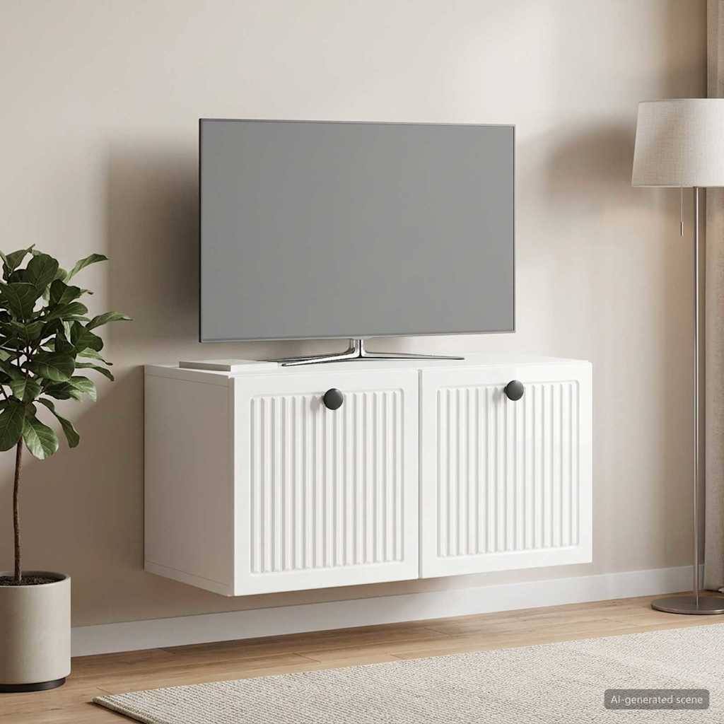 Fali TV szekrény Magasfényű Fehér 59,5 x 31 x 30 cm Szerelt Fa