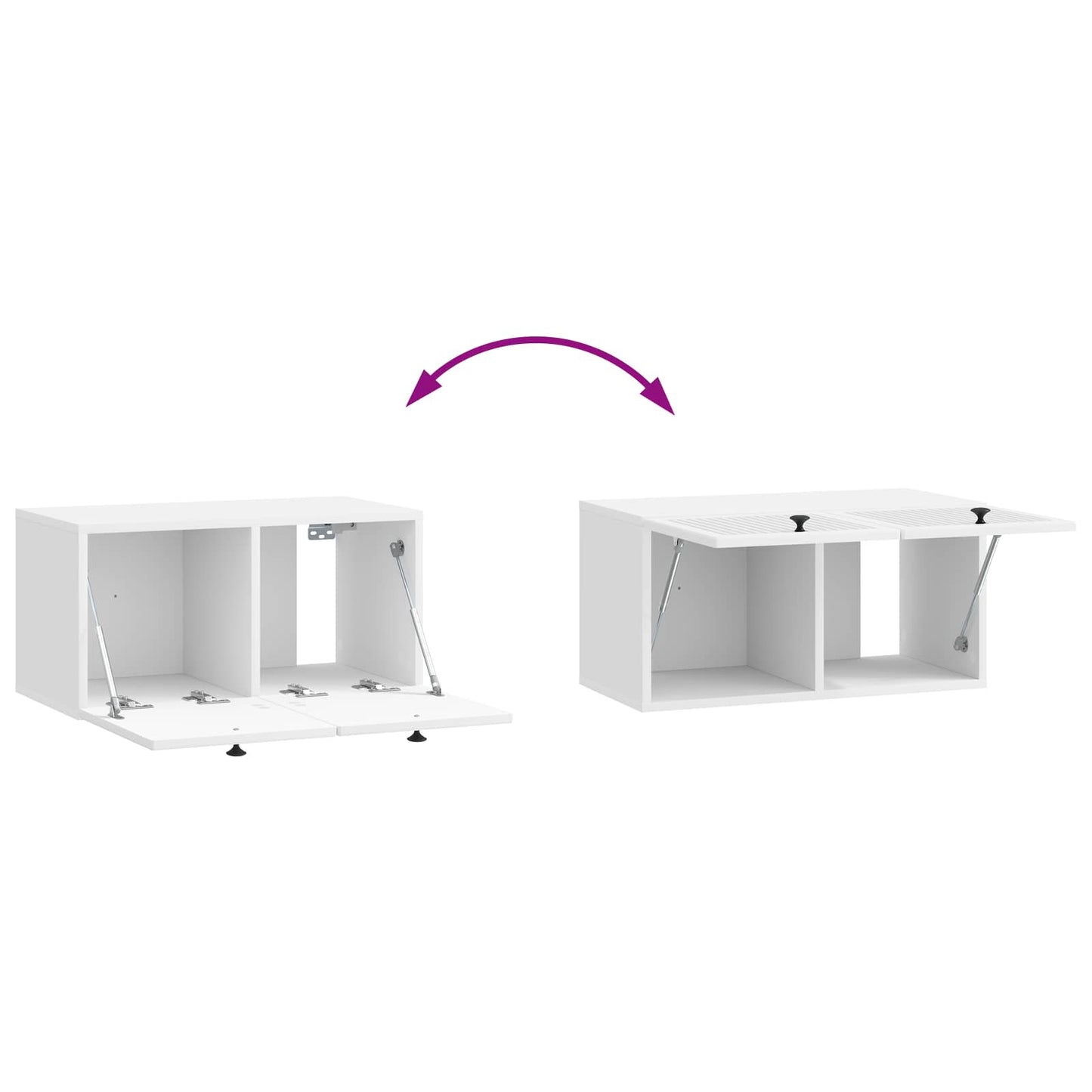 Fali TV szekrény Magasfényű Fehér 59,5 x 31 x 30 cm Szerelt Fa
