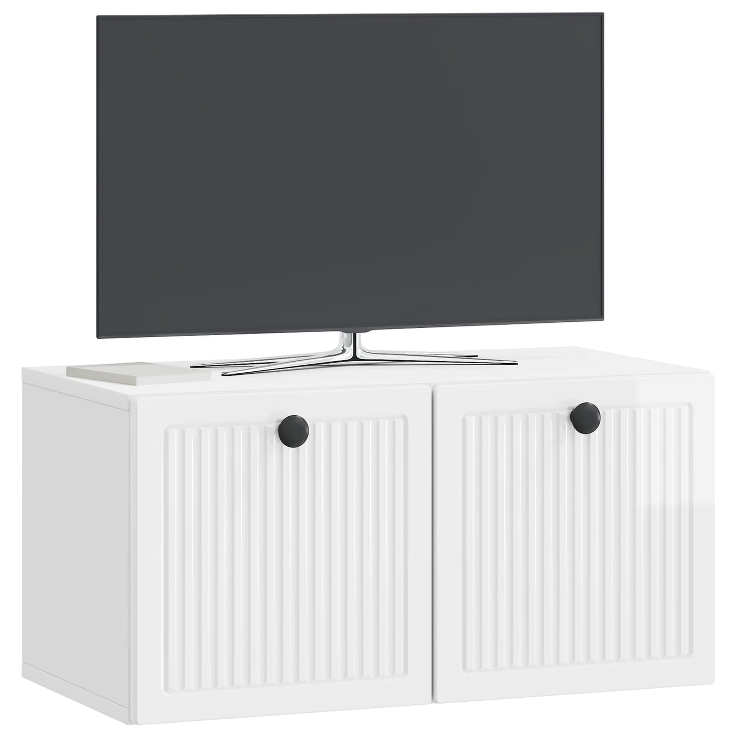 Fali TV szekrény Magasfényű Fehér 59,5 x 31 x 30 cm Szerelt Fa
