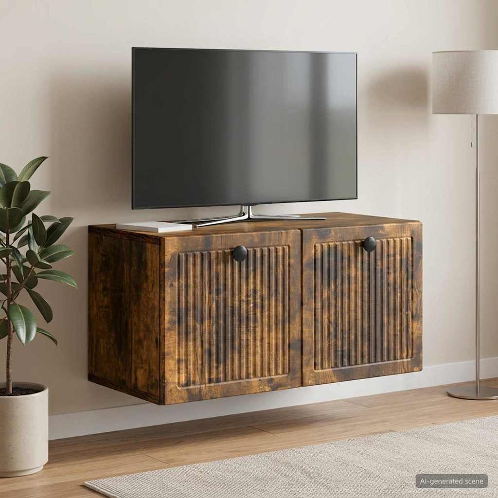 Fali TV szekrény Füstös Tölgy 59,5 x 31 x 30 cm Szerelt Fa