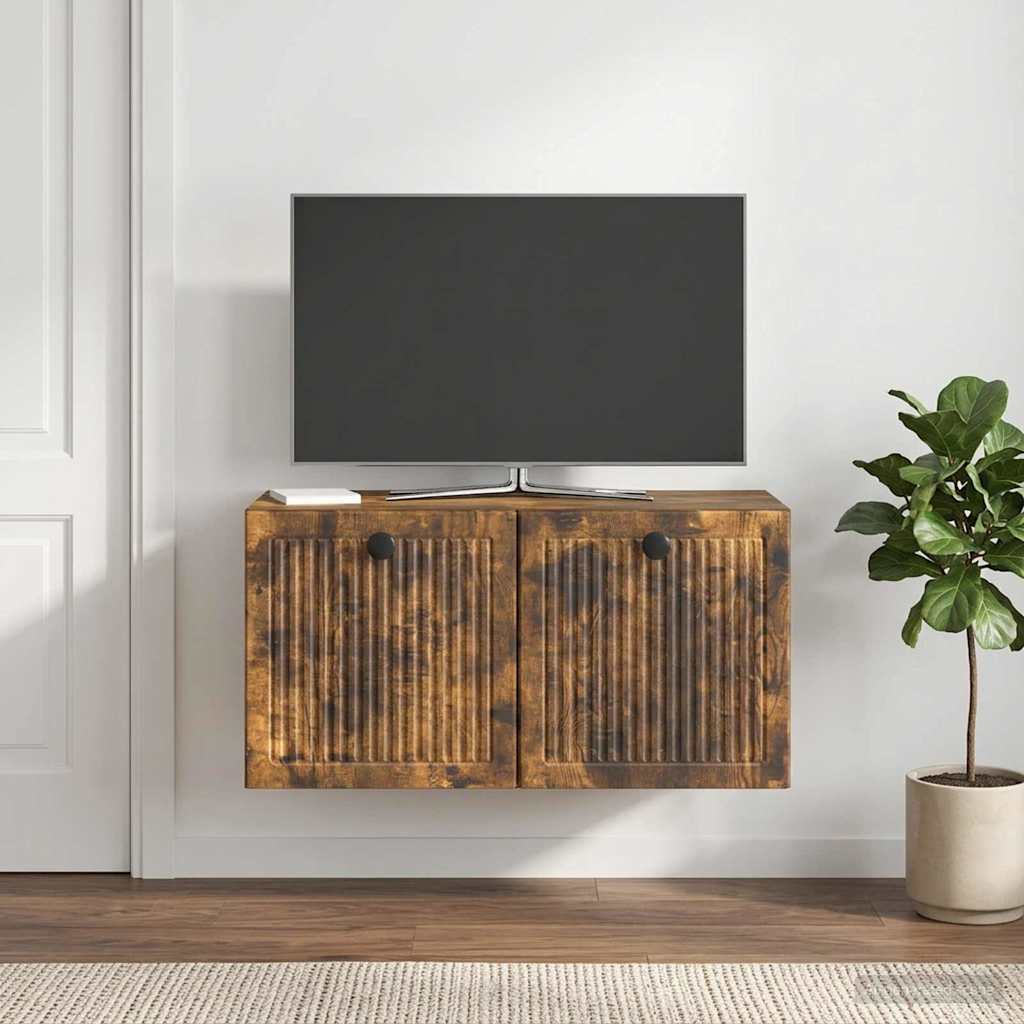 Fali TV szekrény Füstös Tölgy 59,5 x 31 x 30 cm Szerelt Fa