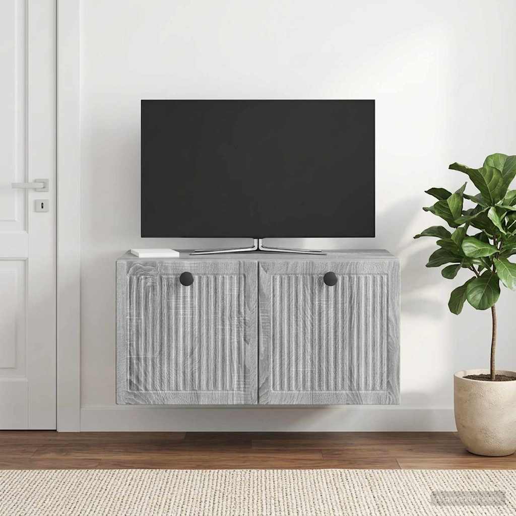 Fali TV szekrény Szürke Sonoma 59,5 x 31 x 30 cm Szerelt Fa