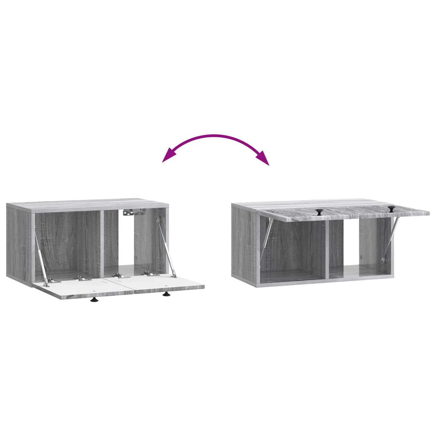Fali TV szekrény Szürke Sonoma 59,5 x 31 x 30 cm Szerelt Fa