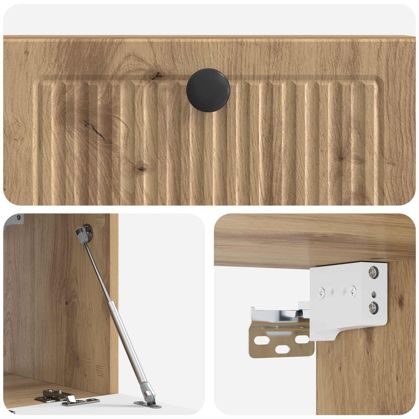 Fali TV szekrény 59,5 x 31 x 30 cm Kézműves Tölgy Szerelt Fa