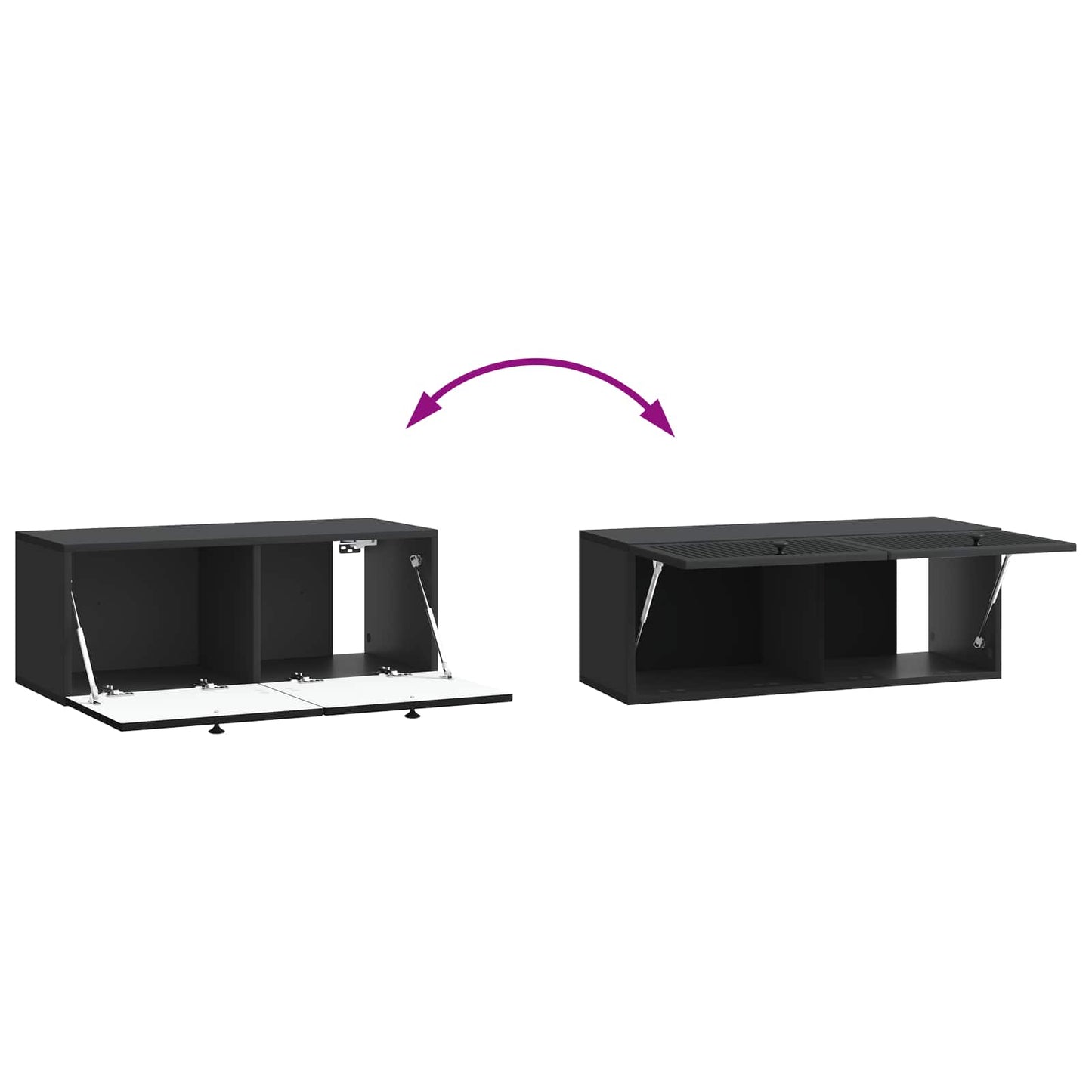 Fali TV szekrény Fekete 78,5 x 31 x 30 cm Szerelt Fa
