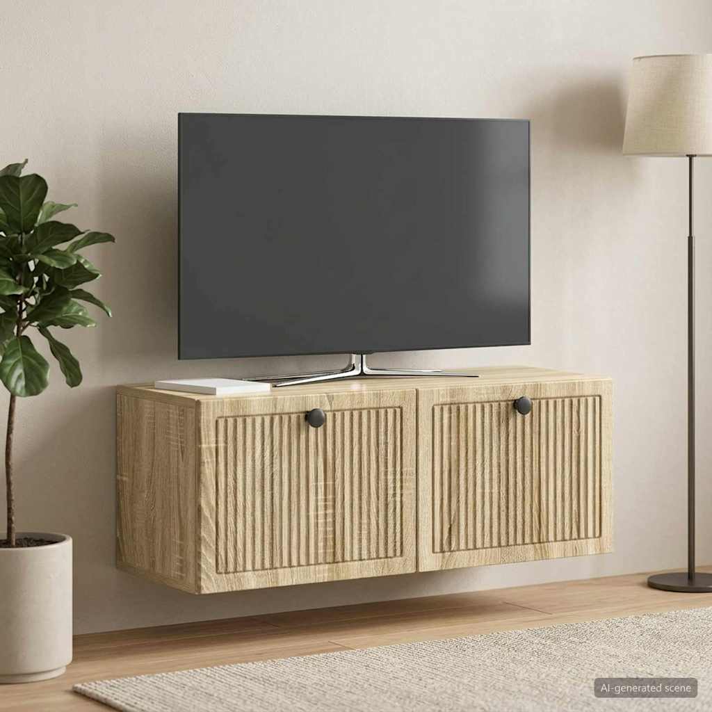 Fali TV szekrény Sonoma Tölgy 78,5 x 31 x 30 cm Szerelt Fa