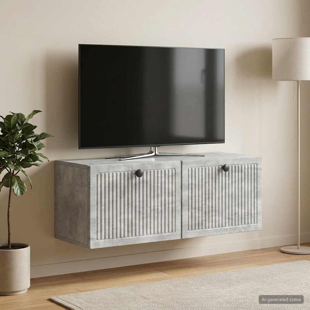 Fali TV szekrény Betonszürke 78,5 x 31 x 30 cm Szerelt Fa