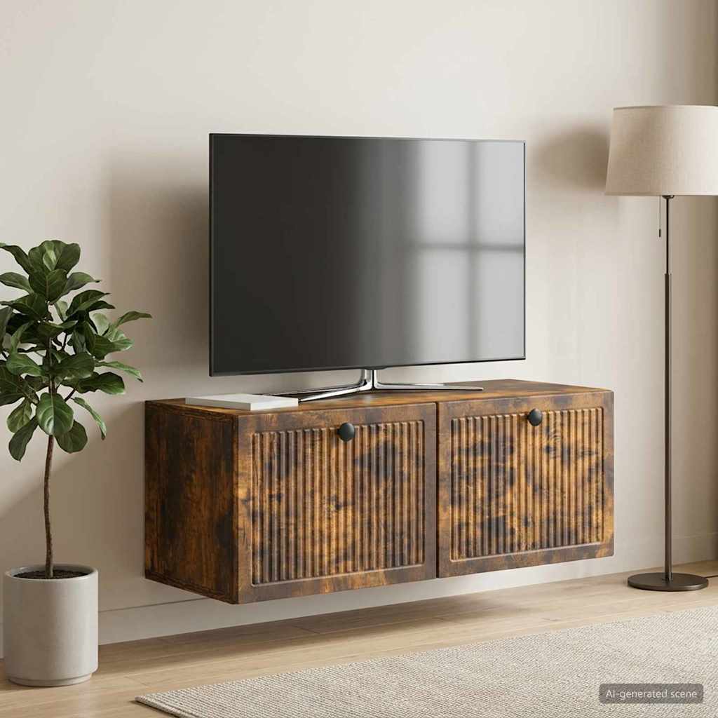 Fali TV szekrény Füstös Tölgy 78,5 x 31 x 30 cm Szerelt Fa