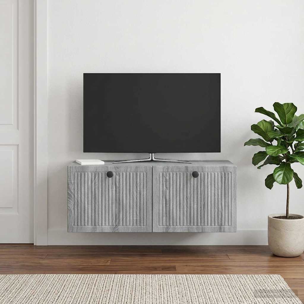 Fali TV szekrény Szürke Sonoma 78,5 x 31 x 30 cm Szerelt Fa