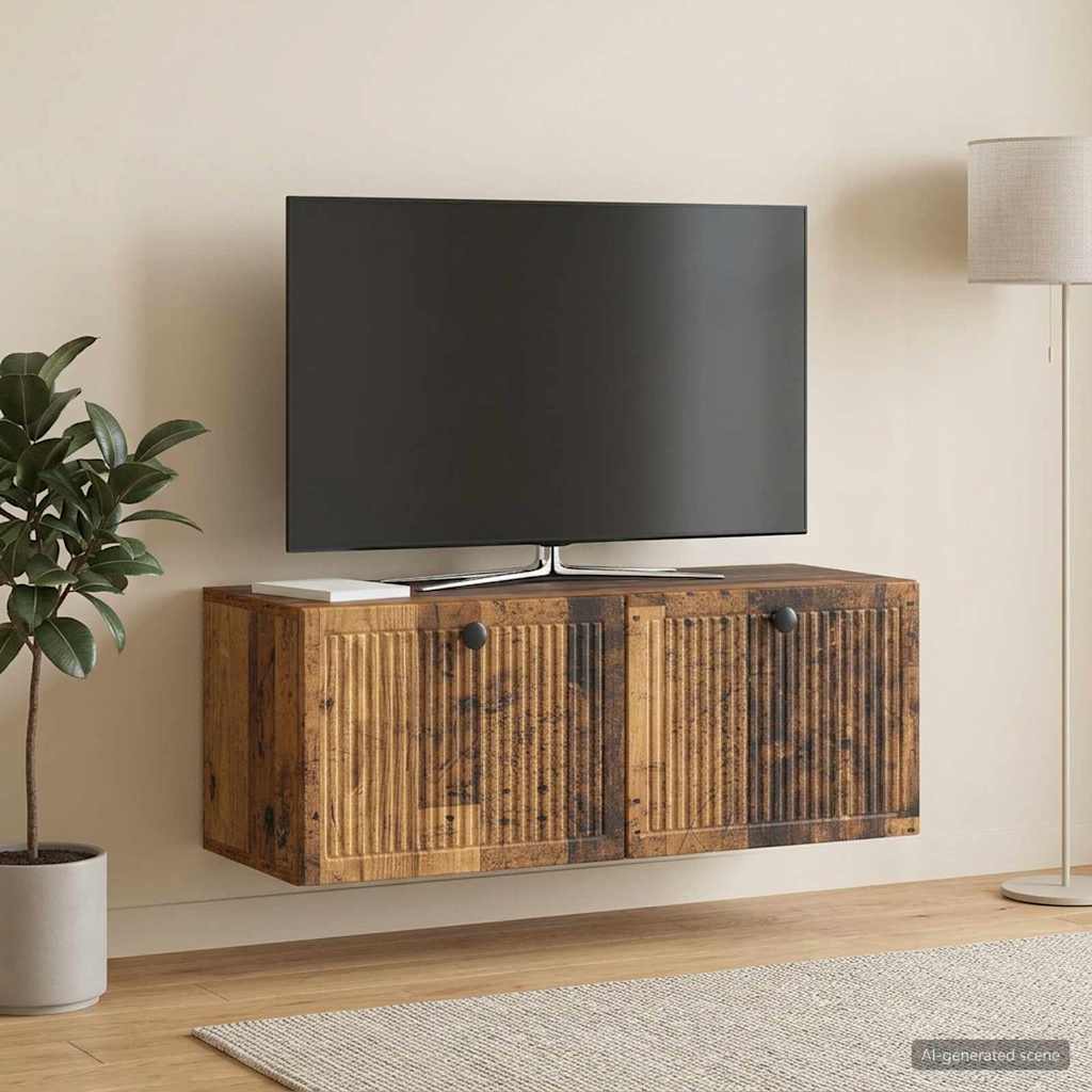 Fali TV szekrény Antik Fa 78,5 x 31 x 30 cm Szerelt Fa