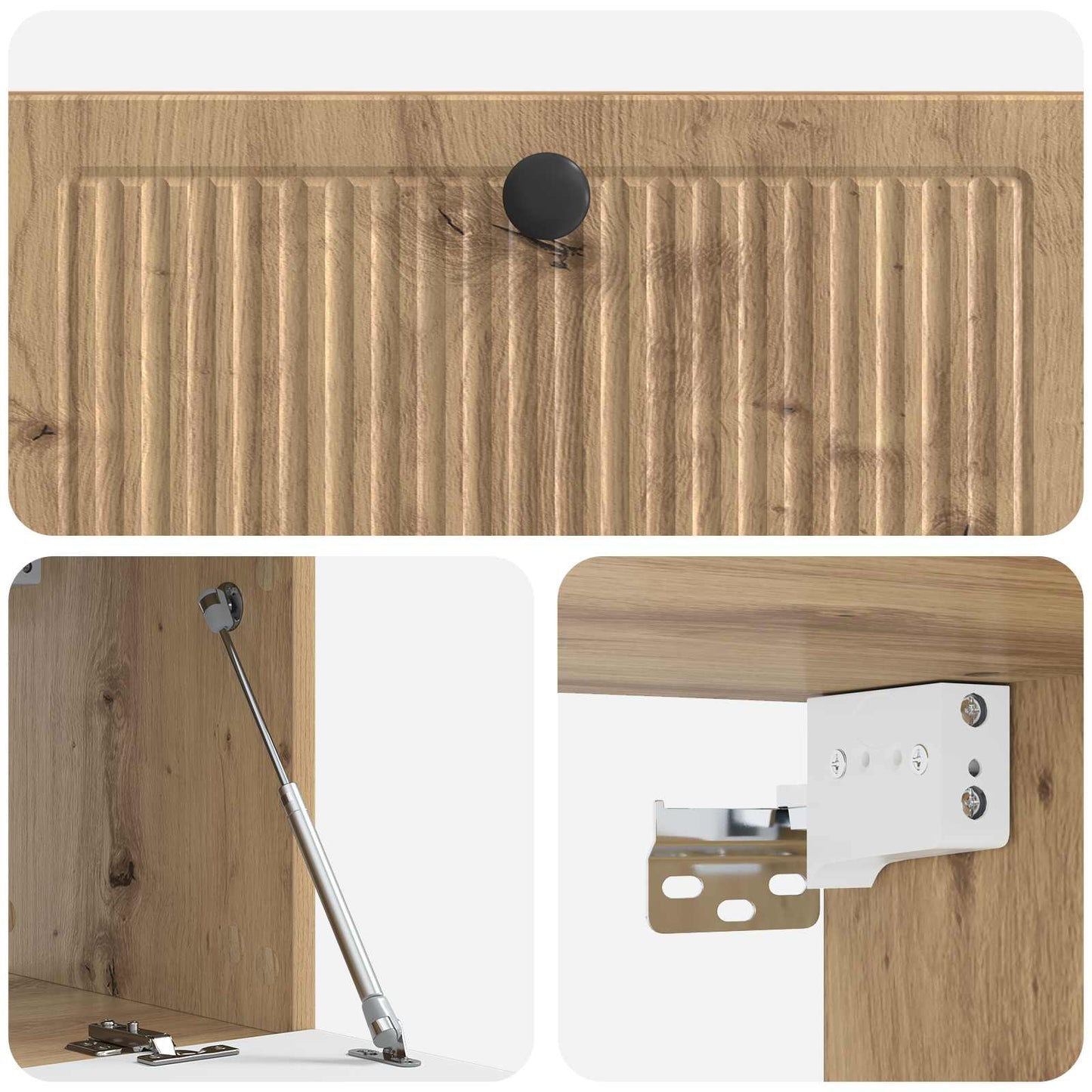 Fali TV szekrény 78,5 x 31 x 30 cm Kézműves Tölgy Szerelt Fa