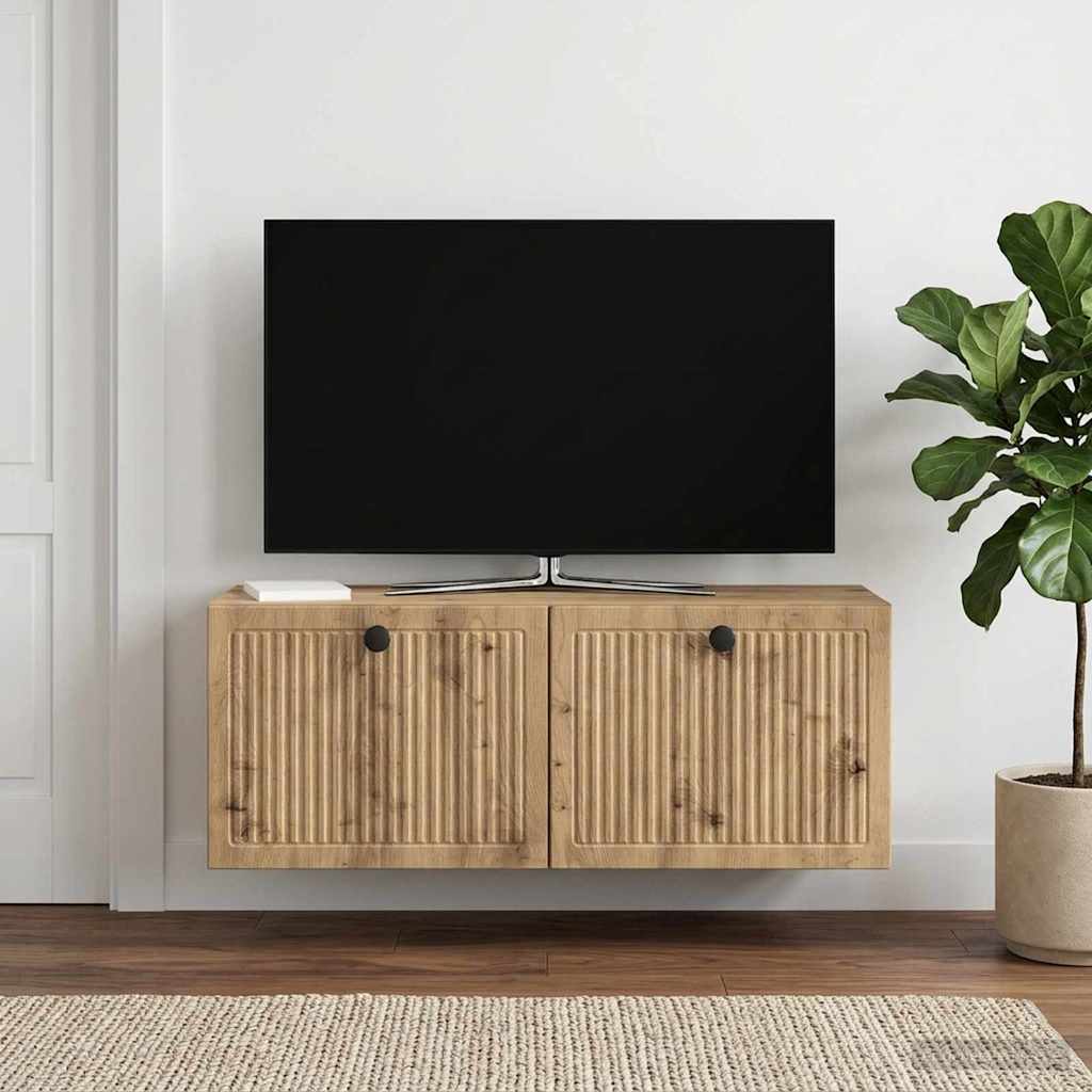 Fali TV szekrény 78,5 x 31 x 30 cm Kézműves Tölgy Szerelt Fa