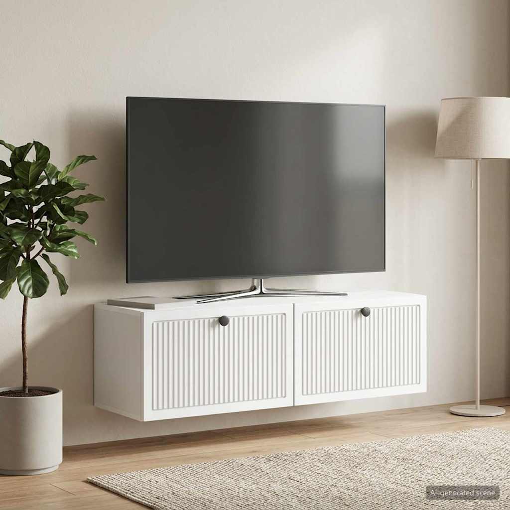 Fali TV szekrény Fehér 98 x 31 x 30 cm Szerelt Fa