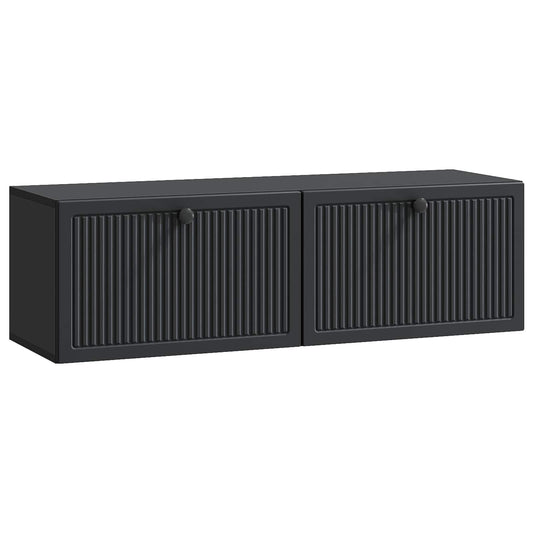 Fali TV szekrény Fekete 98 x 31 x 30 cm Szerelt Fa