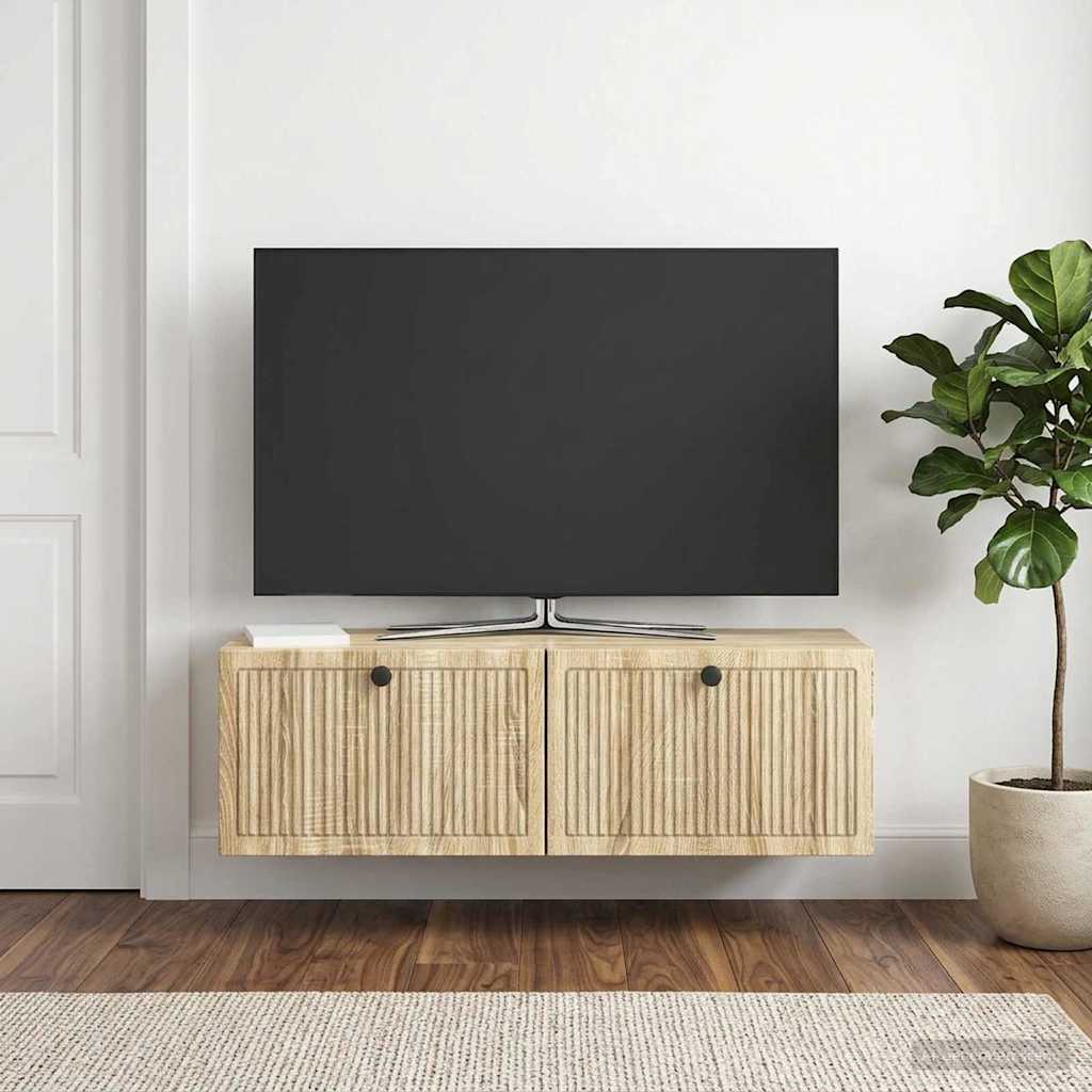 Fali TV szekrény Sonoma Tölgy 98 x 31 x 30 cm Szerelt Fa