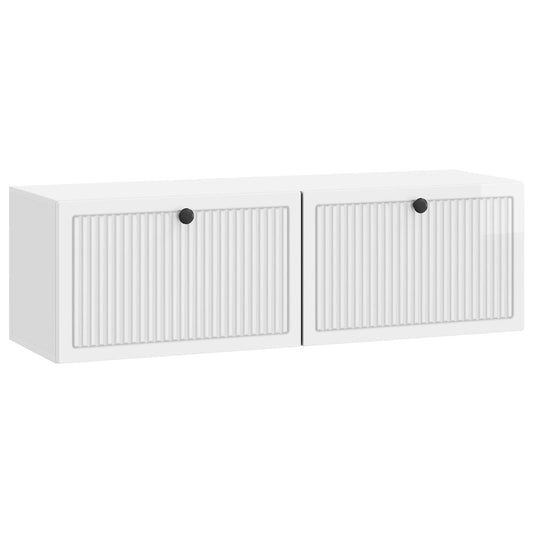 Fali TV szekrény Magasfényű Fehér 98 x 31 x 30 cm Szerelt Fa