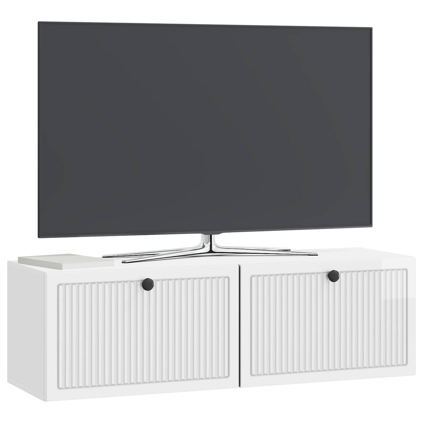 Fali TV szekrény Magasfényű Fehér 98 x 31 x 30 cm Szerelt Fa