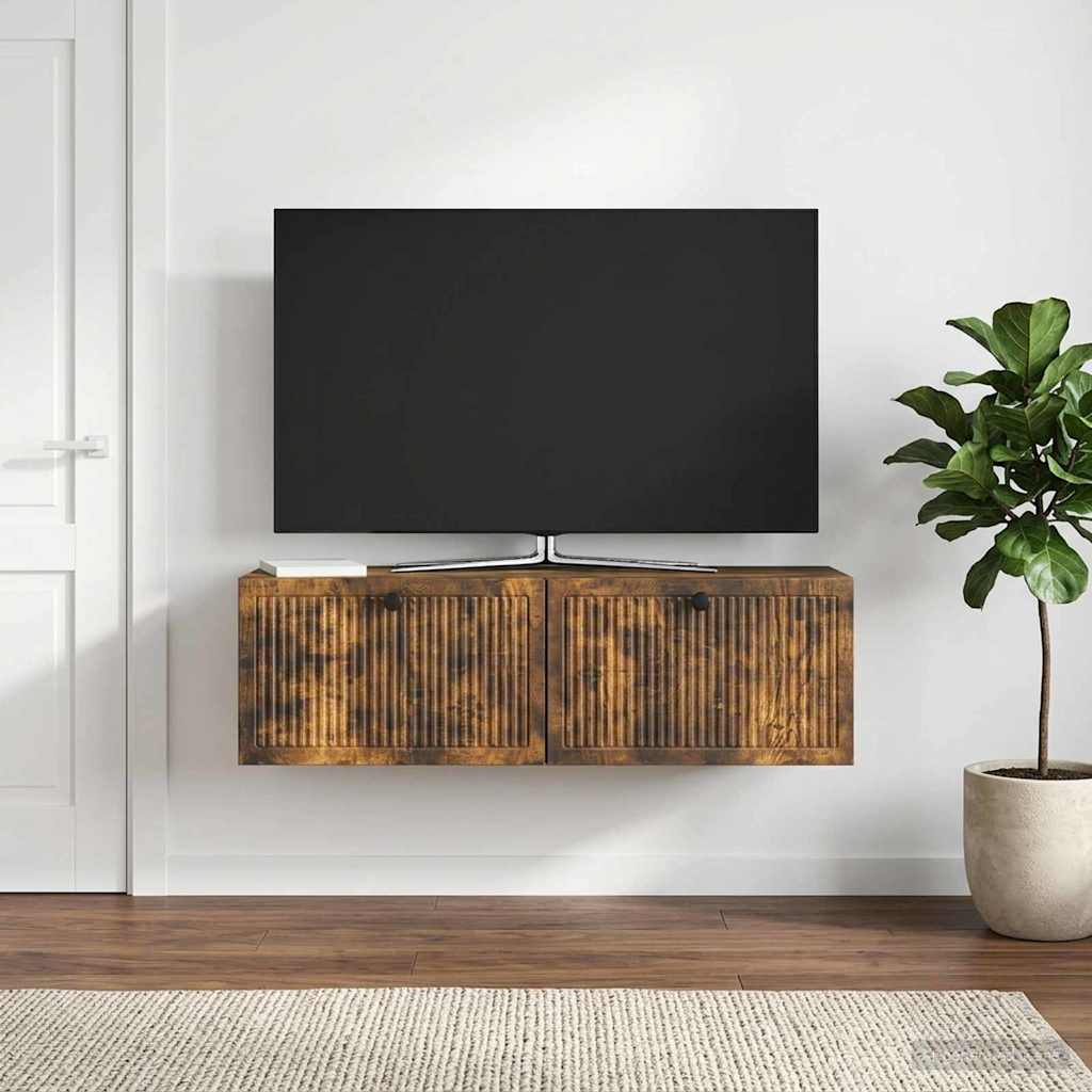 Fali TV szekrény Füstös Tölgy 98 x 31 x 30 cm Szerelt Fa