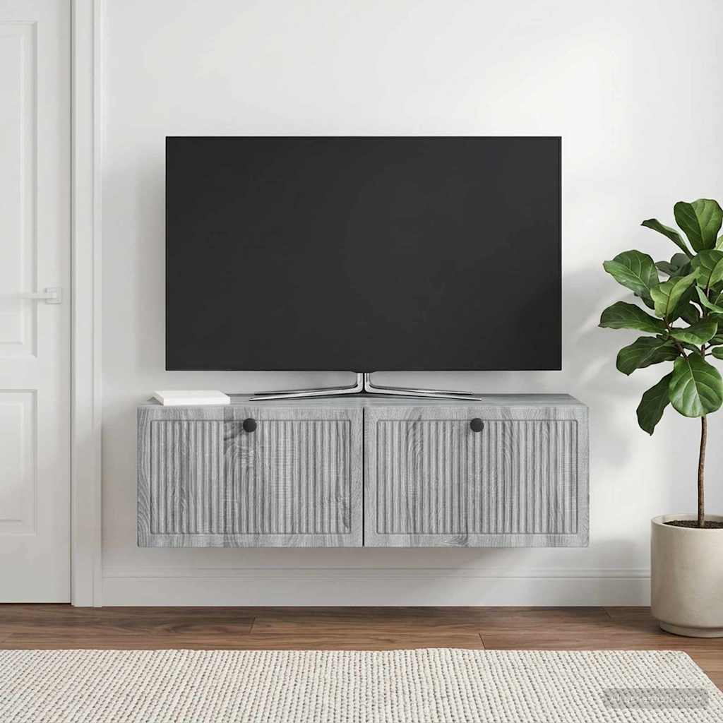 Fali TV szekrény Szürke Sonoma 98 x 31 x 30 cm Szerelt Fa