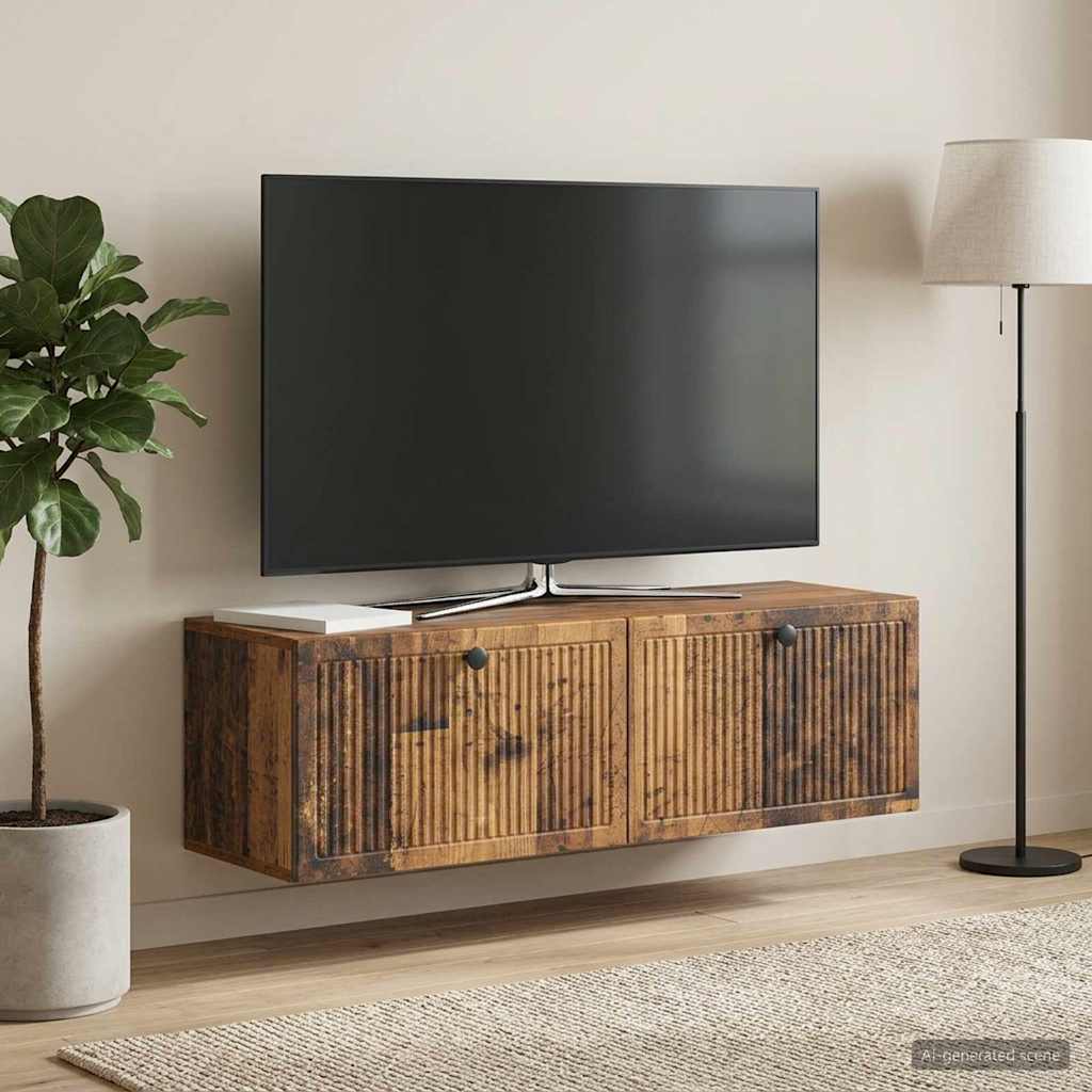 Fali TV szekrény Antik Fa 98 x 31 x 30 cm Szerelt Fa
