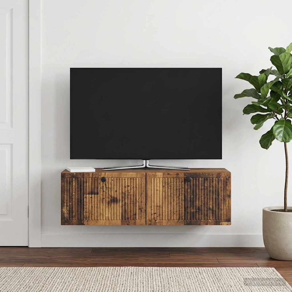 Fali TV szekrény Antik Fa 98 x 31 x 30 cm Szerelt Fa