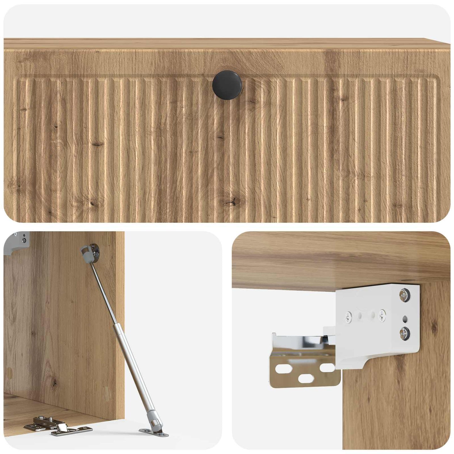 Fali TV szekrény 98 x 31 x 30 cm Kézműves Tölgy Szerelt Fa
