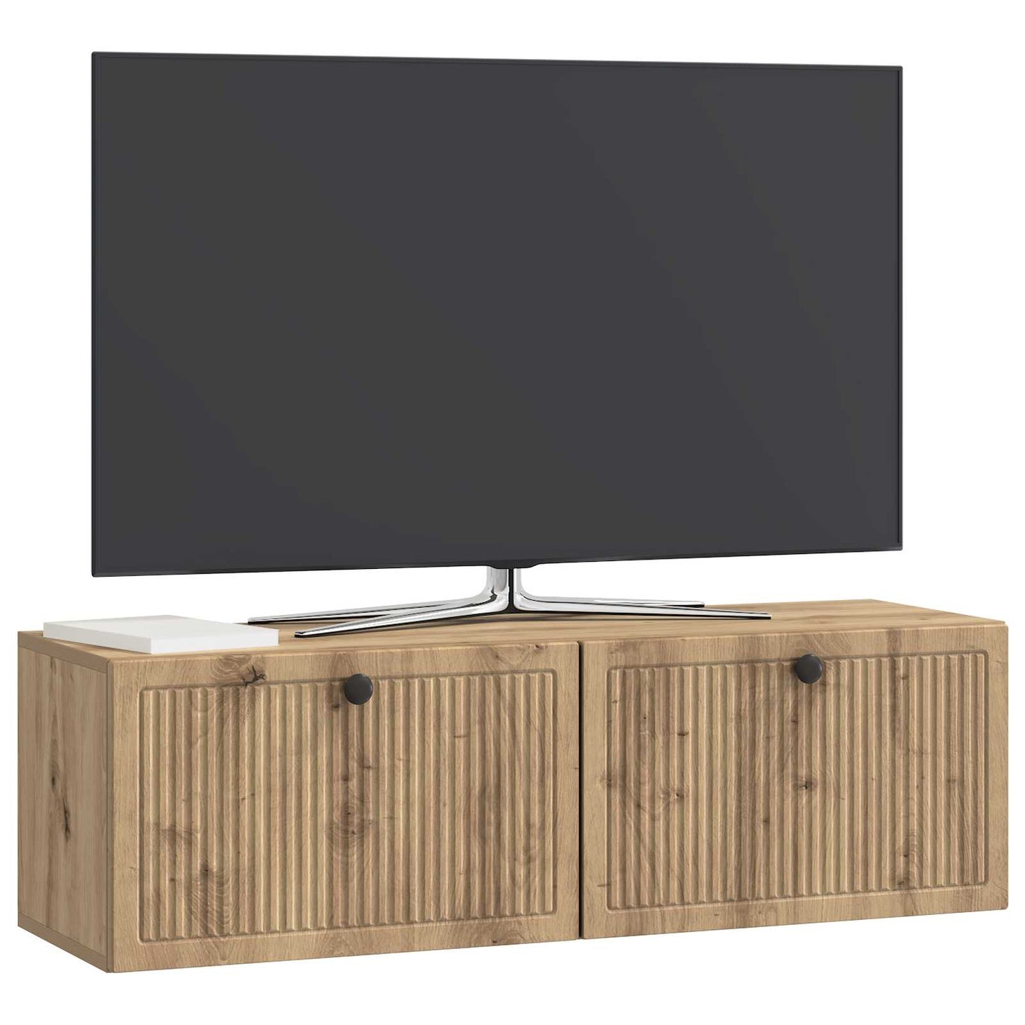 Fali TV szekrény 98 x 31 x 30 cm Kézműves Tölgy Szerelt Fa