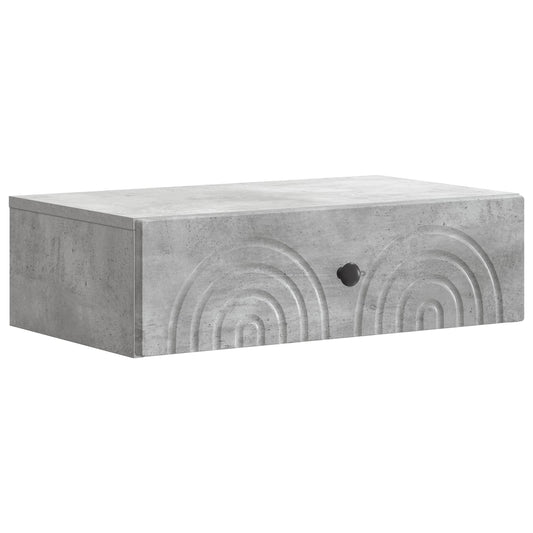 Fali oldaltábla Betonszürke 59 x 34,5 x 17 cm Szerelt Fa