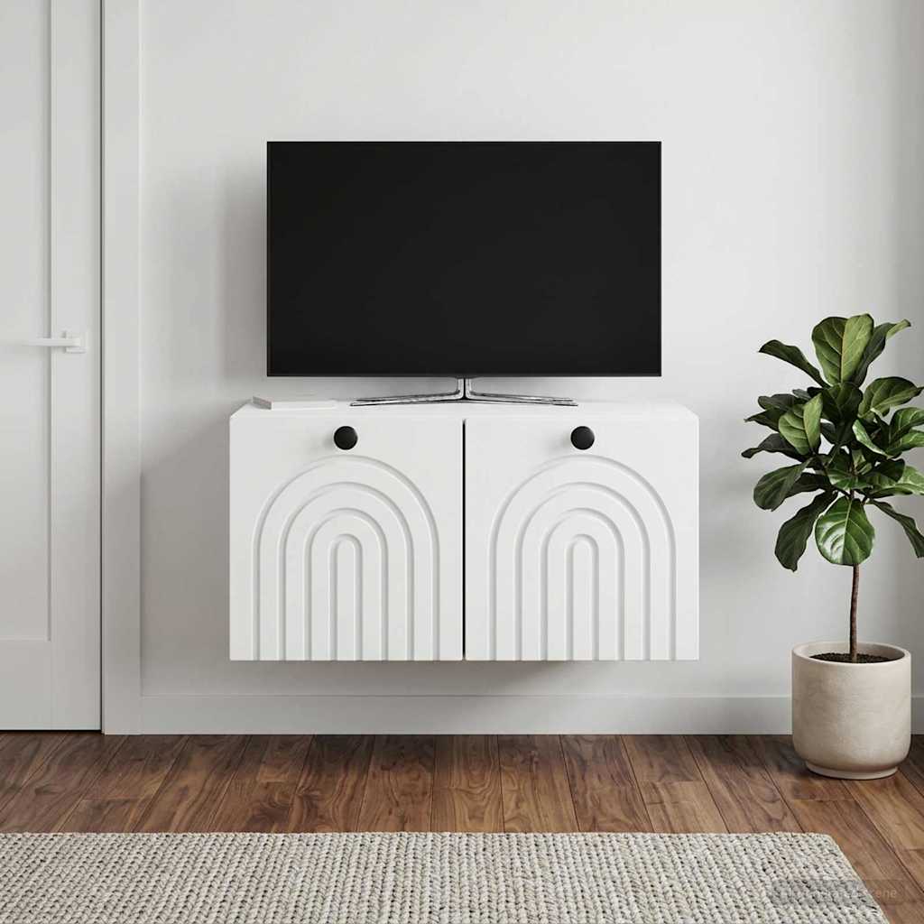 Fali TV szekrény Fehér 59,5 x 41 x 30 cm Szerelt Fa