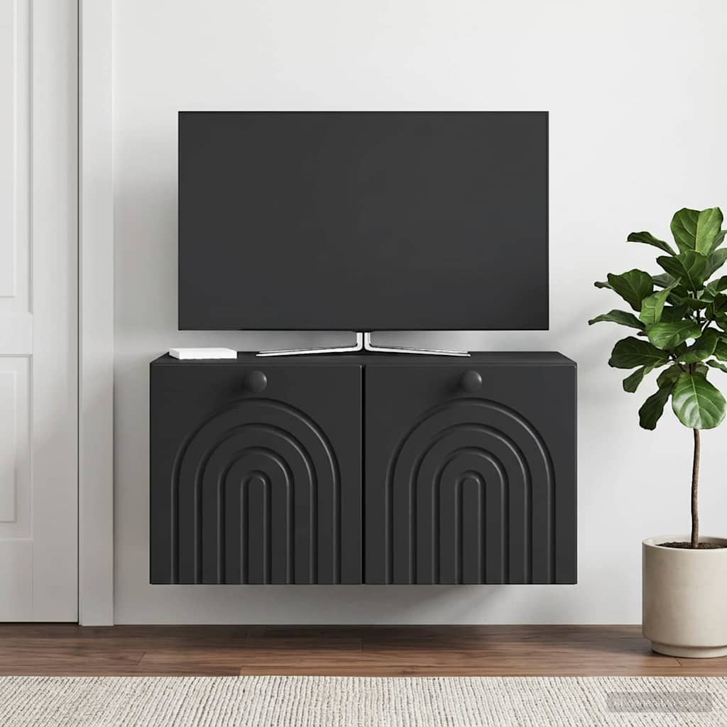 Fali TV szekrény Fekete 59,5 x 41 x 30 cm Szerelt Fa