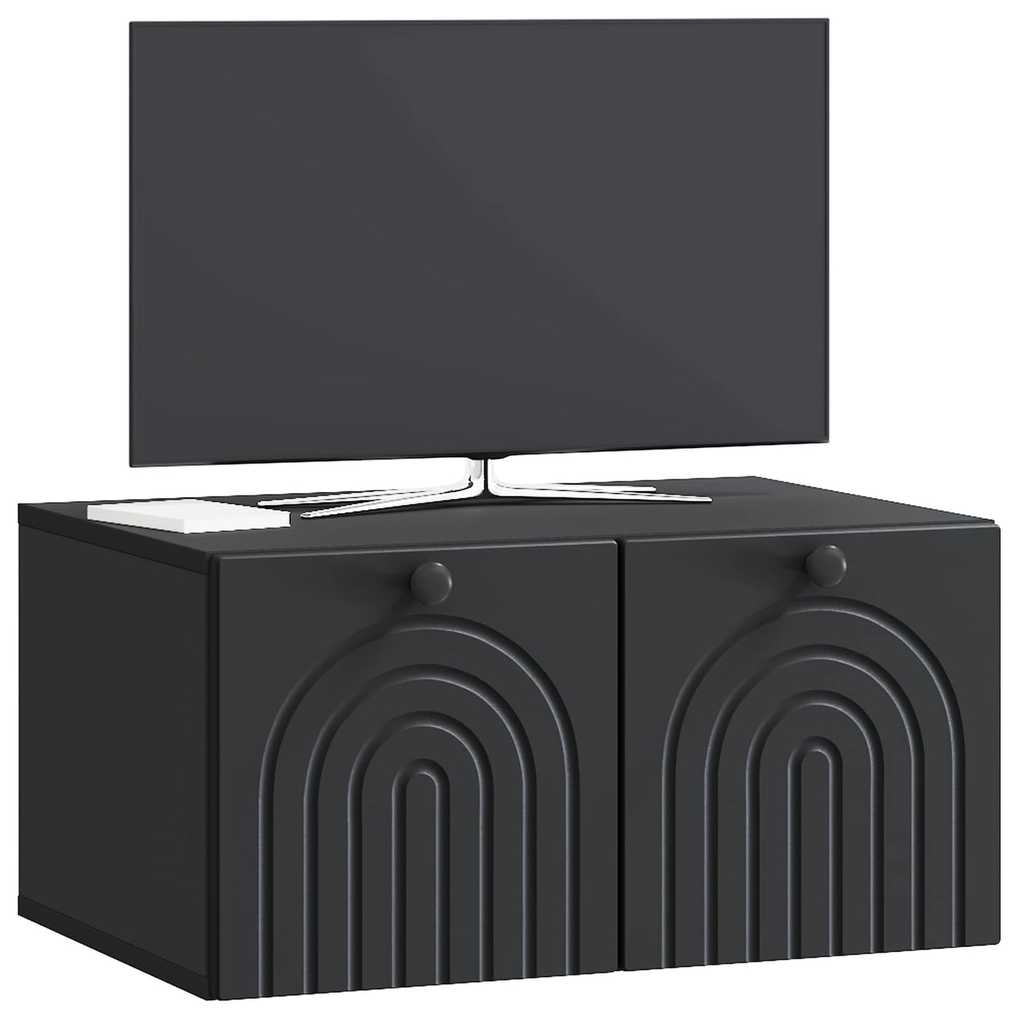 Fali TV szekrény Fekete 59,5 x 41 x 30 cm Szerelt Fa