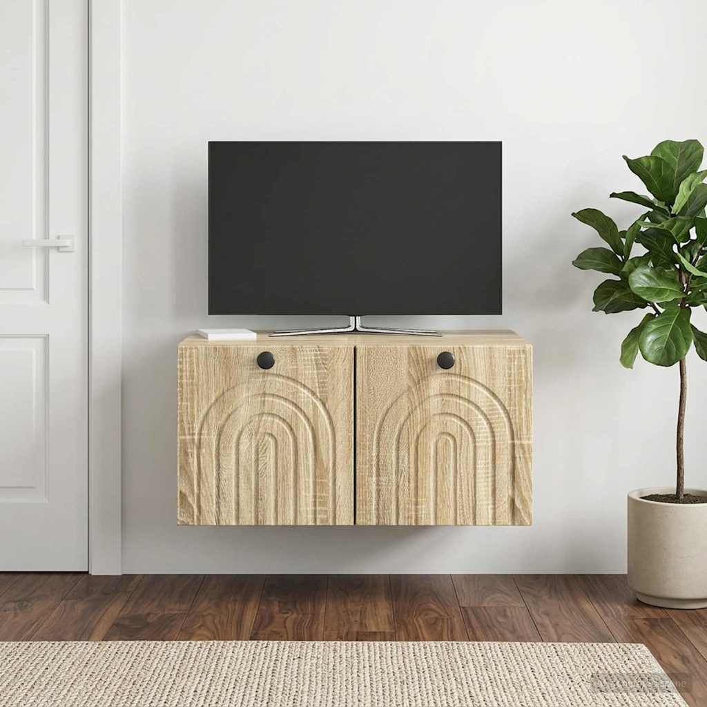 Fali TV szekrény Sonoma Tölgy 59,5 x 41 x 30 cm Szerelt Fa