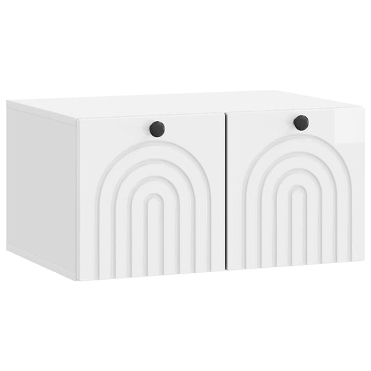 Fali TV szekrény Magasfényű Fehér 59,5 x 41 x 30 cm Szerelt Fa