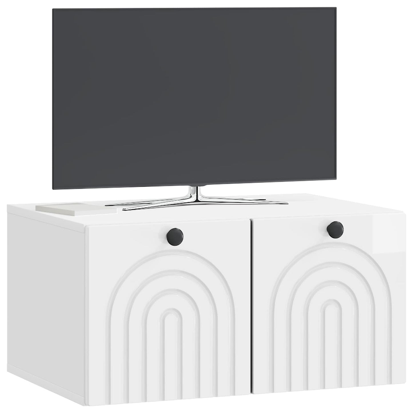 Fali TV szekrény Magasfényű Fehér 59,5 x 41 x 30 cm Szerelt Fa